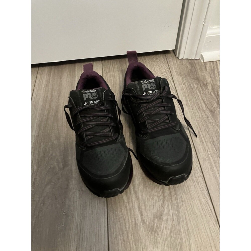 Timberland Pro 524 Aerocore Shoes Women 7 Purple Black Work Sneakers Safety Toe